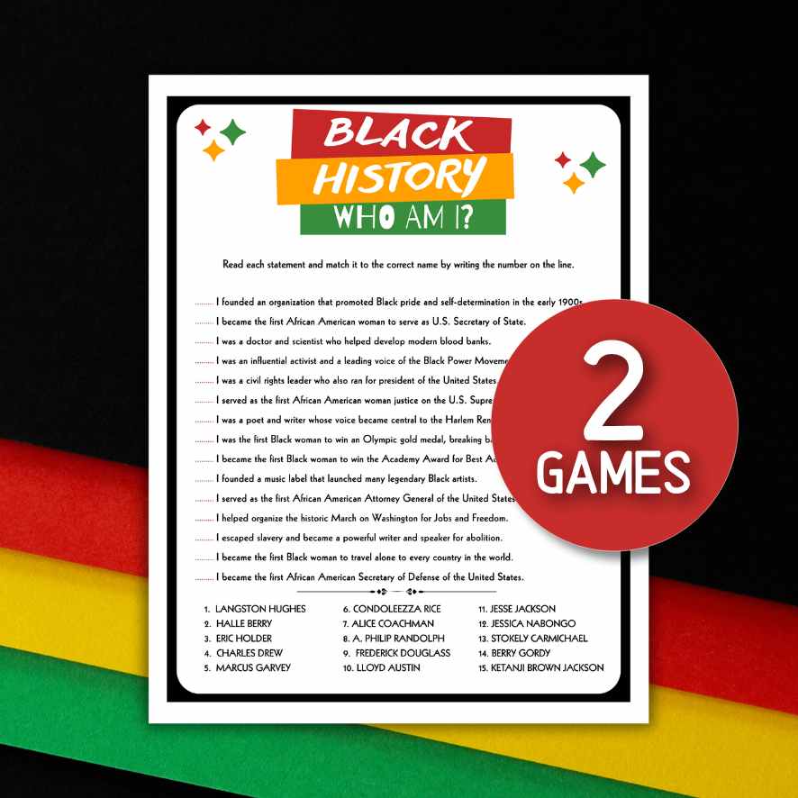 black history Who Am I printable

