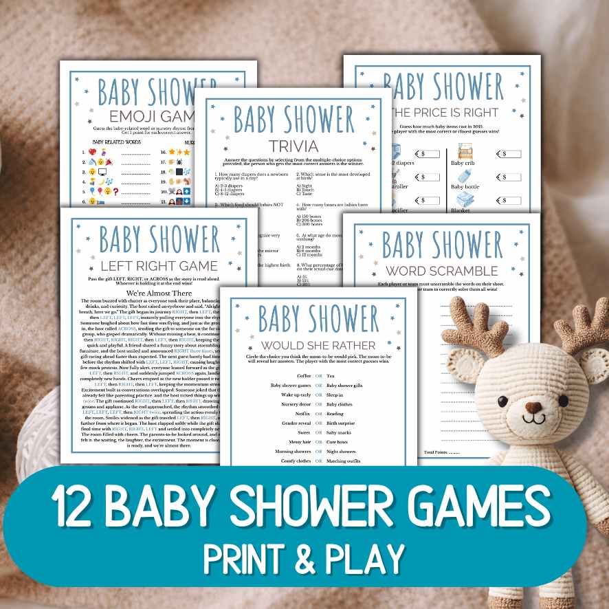 baby boy shower games bundle printable