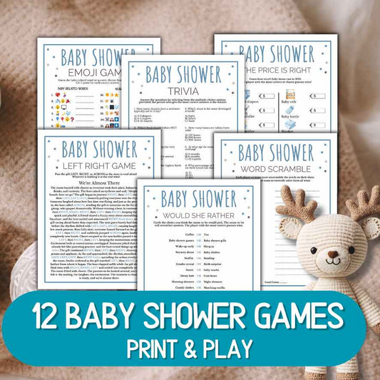baby boy shower games bundle printable
