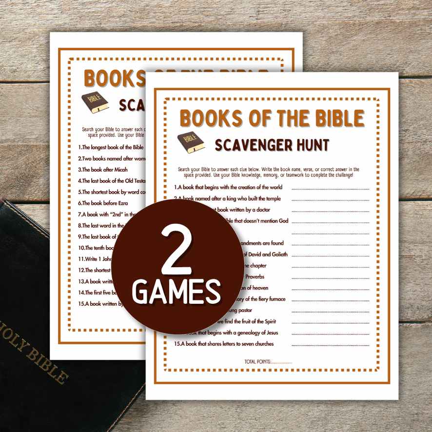 books of the bible scavenger hunt printable