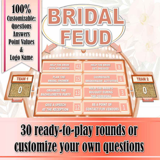 BRIDAL SHOWER FAMILY FRIENDLY FEUD GAME
