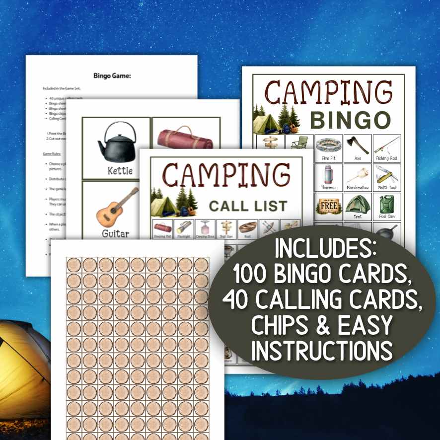 camping bingo cards