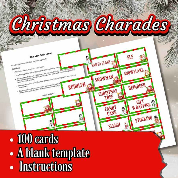 Christmas Charades Game | 100 Printable Holiday-Themed Cards – The Game ...