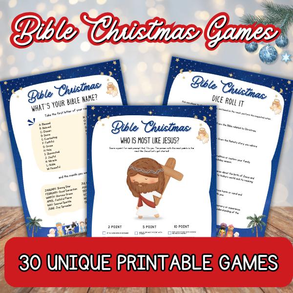 Bible Christmas Games 30 Printable Holiday Games for Families & Church ...