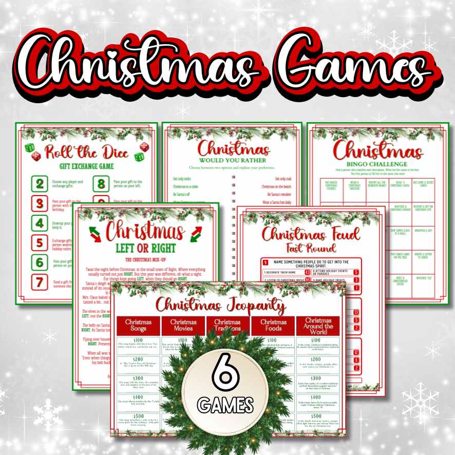 6 PRINTABLE CHRISTMAS GAME BUNDLE – The Game Room