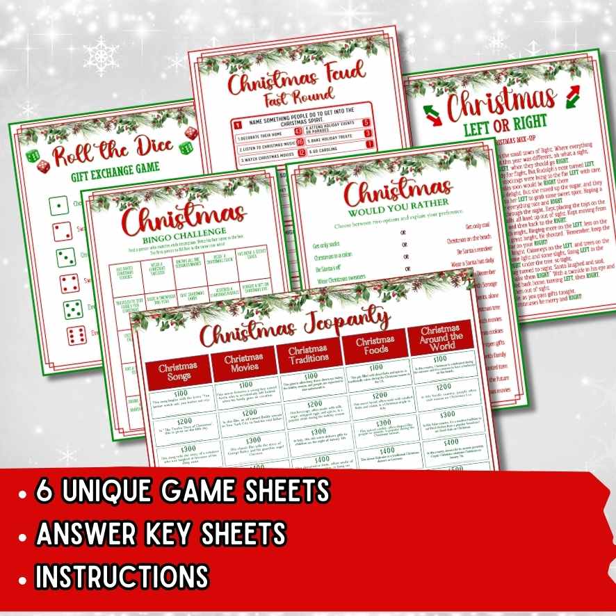 6 PRINTABLE CHRISTMAS GAME BUNDLE – The Game Room