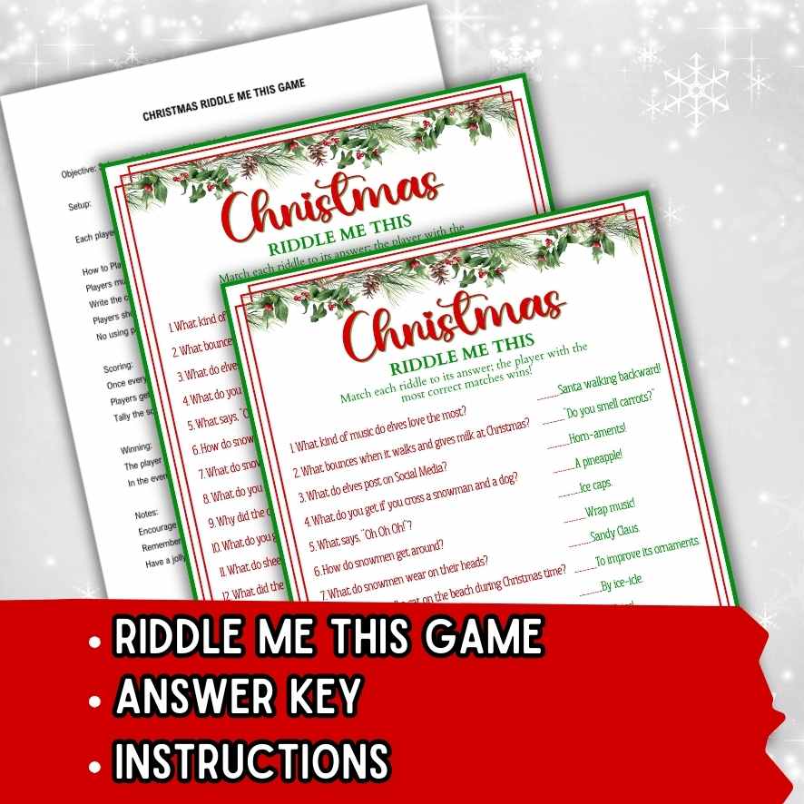 Tricky Riddles Festive CHRISTMAS RIDDLE ME THIS PRINTABLE β The Game Room