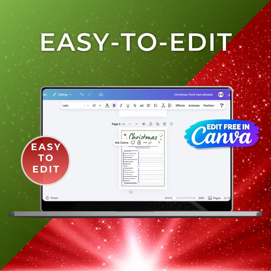 christmas game canva template