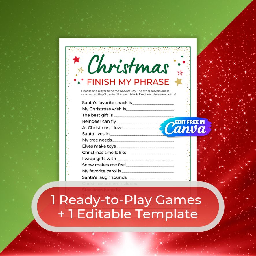 christmas finish my phrase game printable