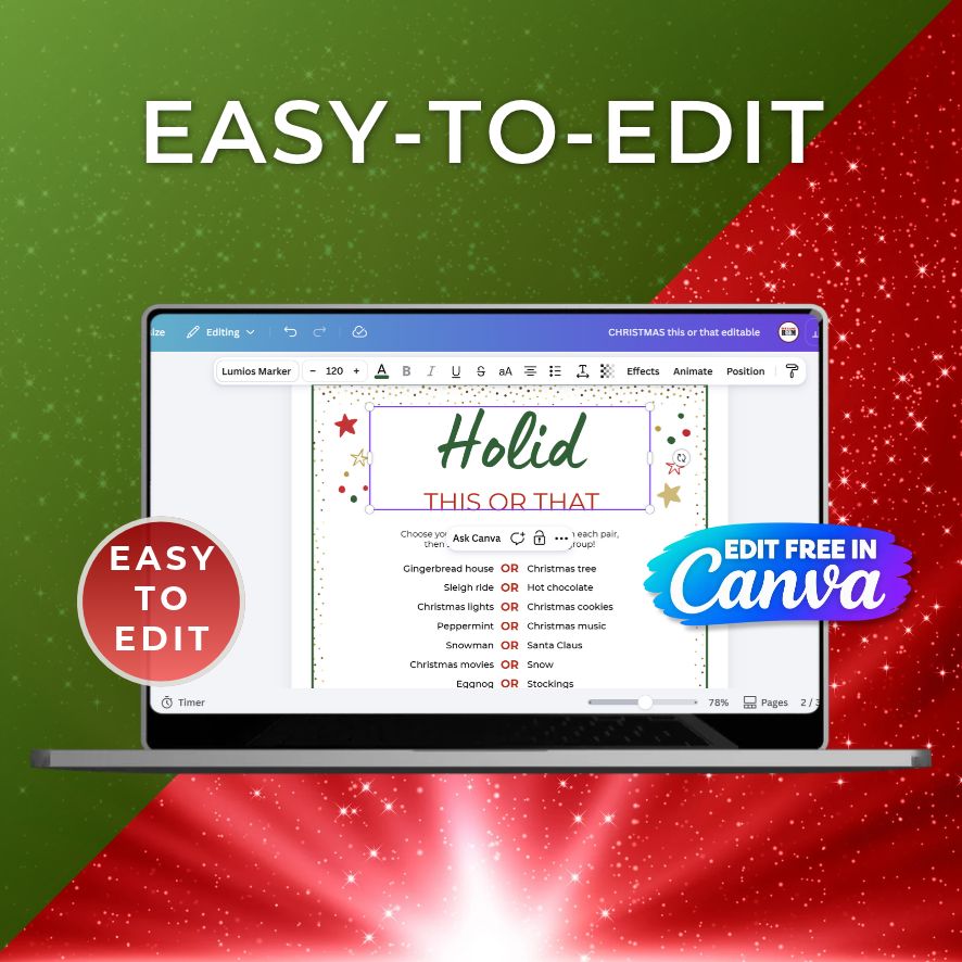 editable christmas game