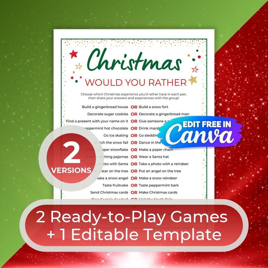 christmas would you rather game printable