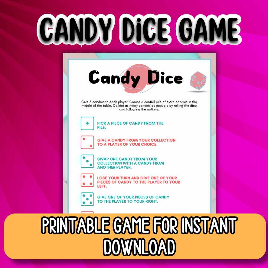 candy dice game for instant download