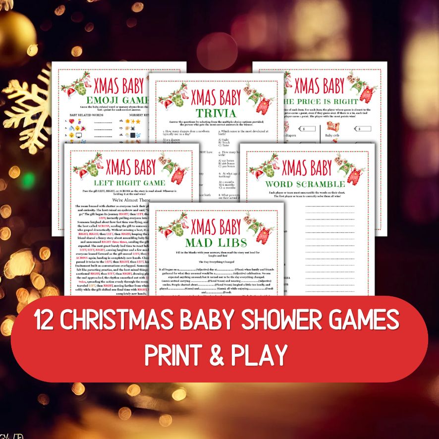 christmas baby shower games printable