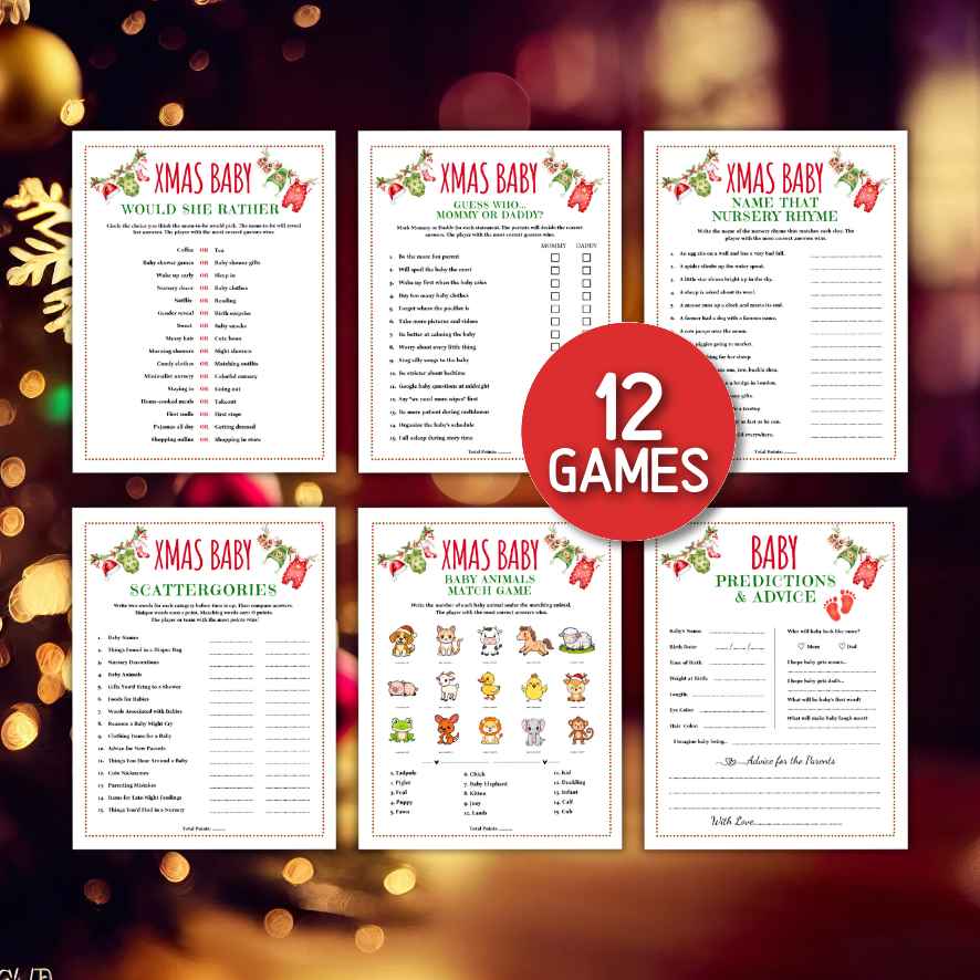 christmas baby shower printable bundle