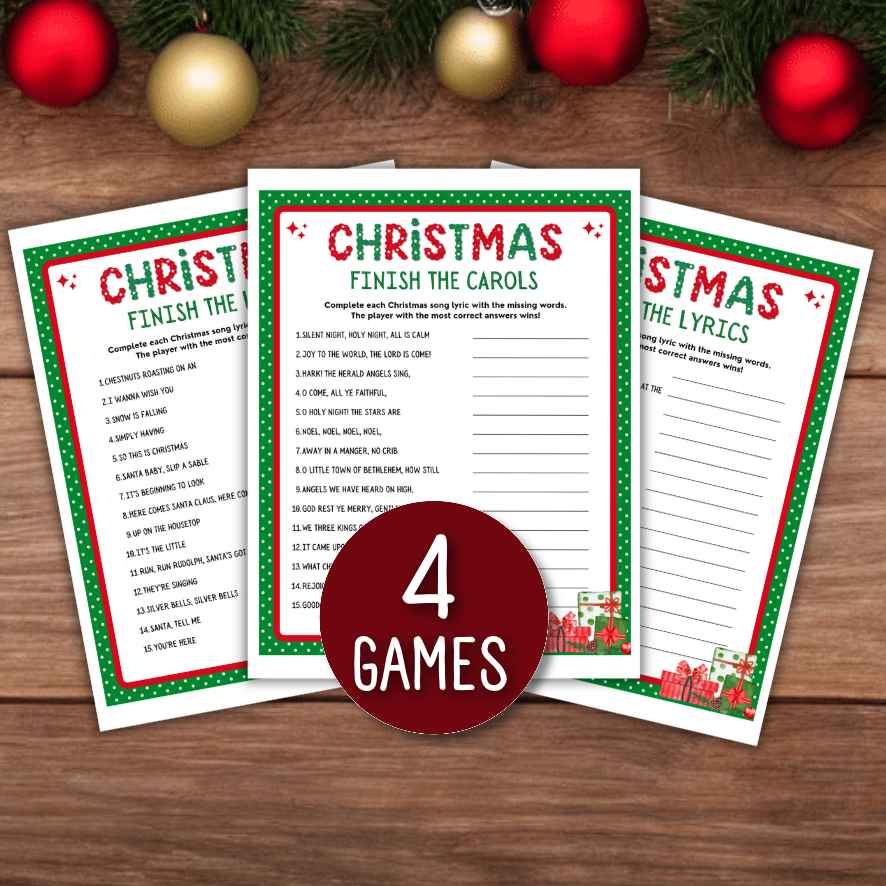 christmas finish the lyrics game printable