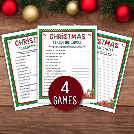 christmas finish the lyrics game printable