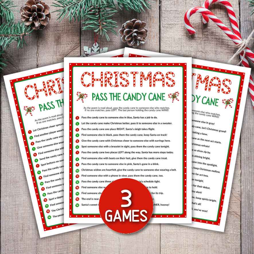pass the candy cane christmas game printable

