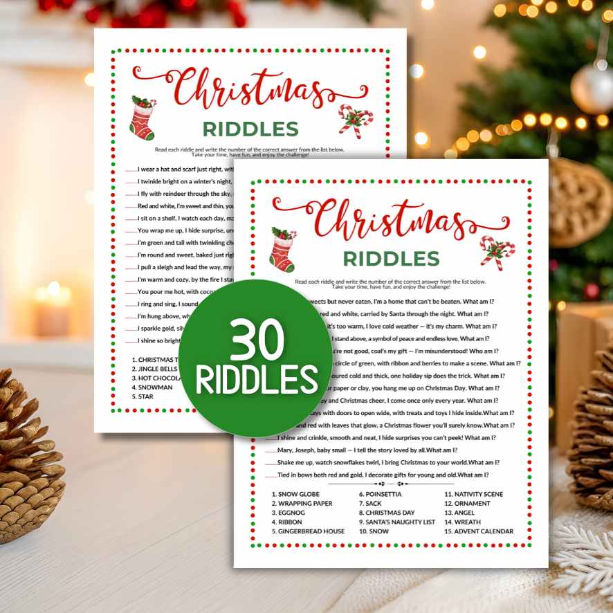 CHRISTMAS RIDDLES PRINTABLE โ The Game Room