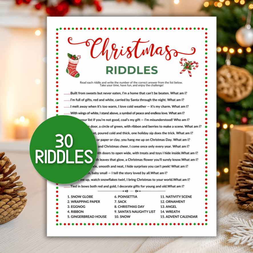 December Riddles Printable CHRISTMAS RIDDLES PRINTABLE – The Game Room