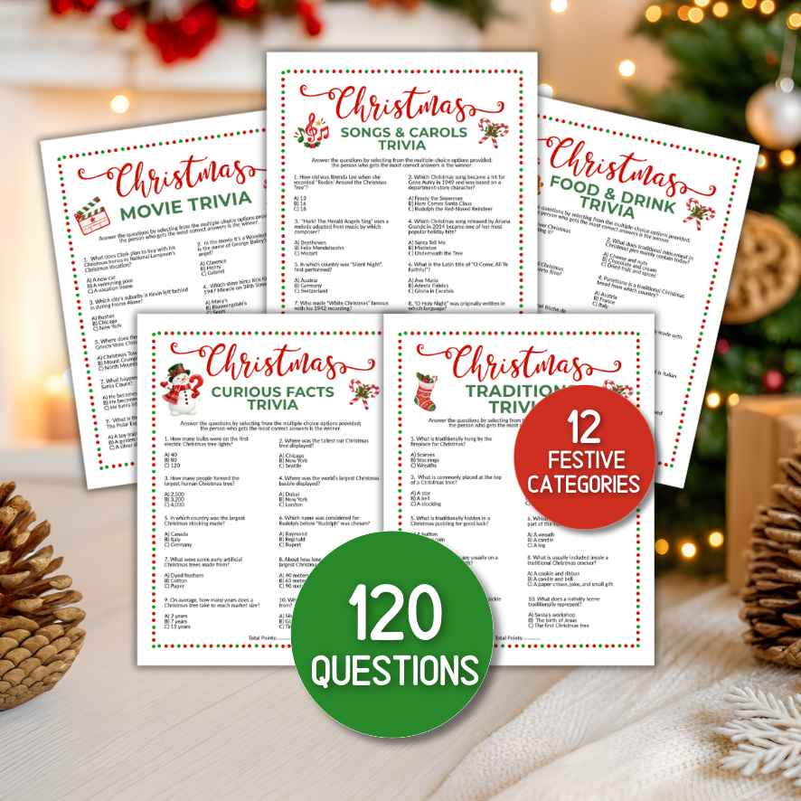 christmas trivia games bundle printable