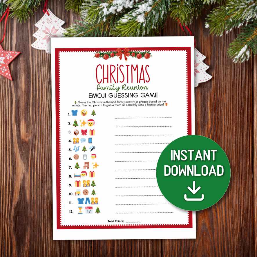 christmas emoji pictionary printable