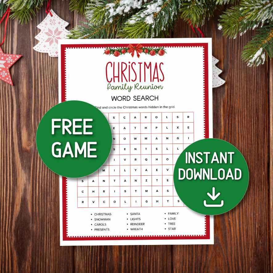 christmas free word search printable