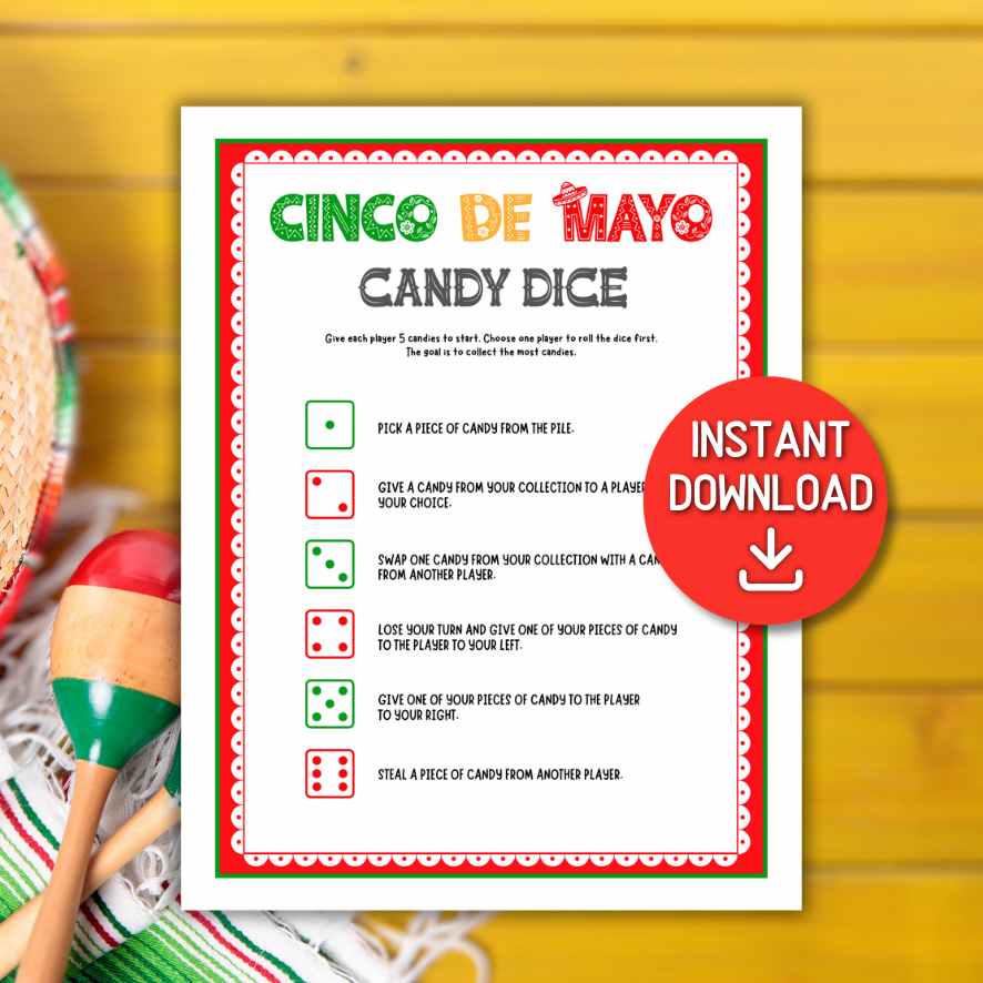 cinco de mayo candy dice game