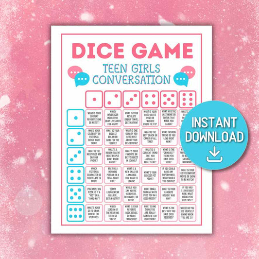 dice teen girl game printable

