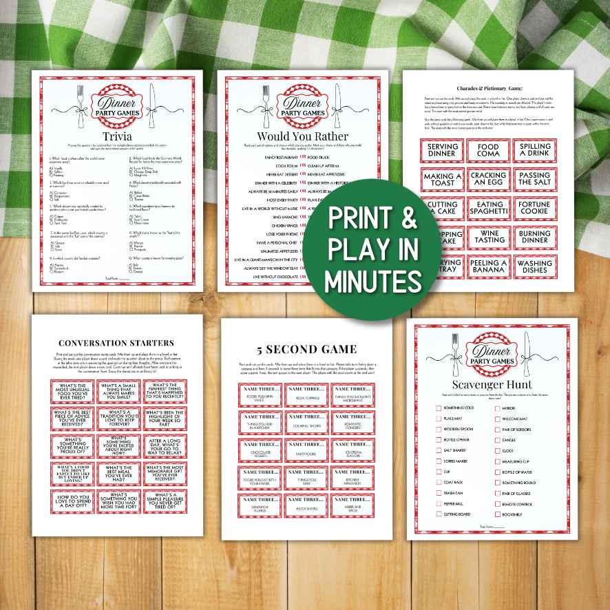 instant download dinner party games