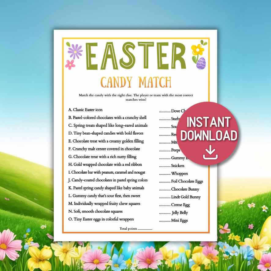 easter candy match game printable