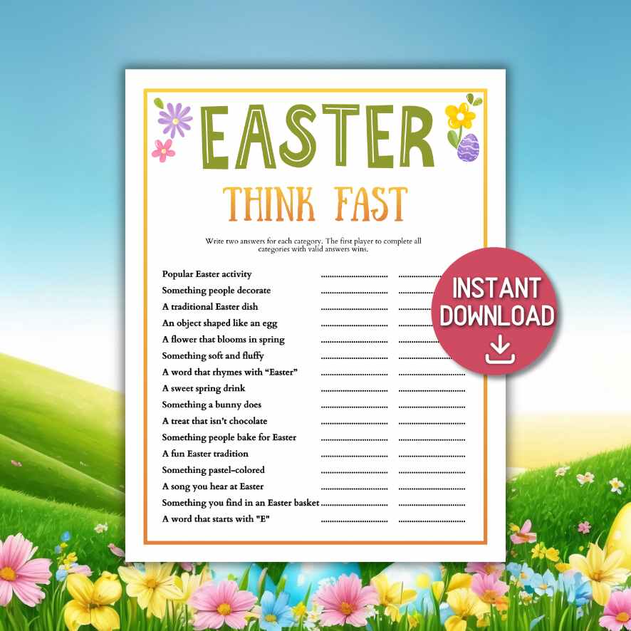 quick party spring word games