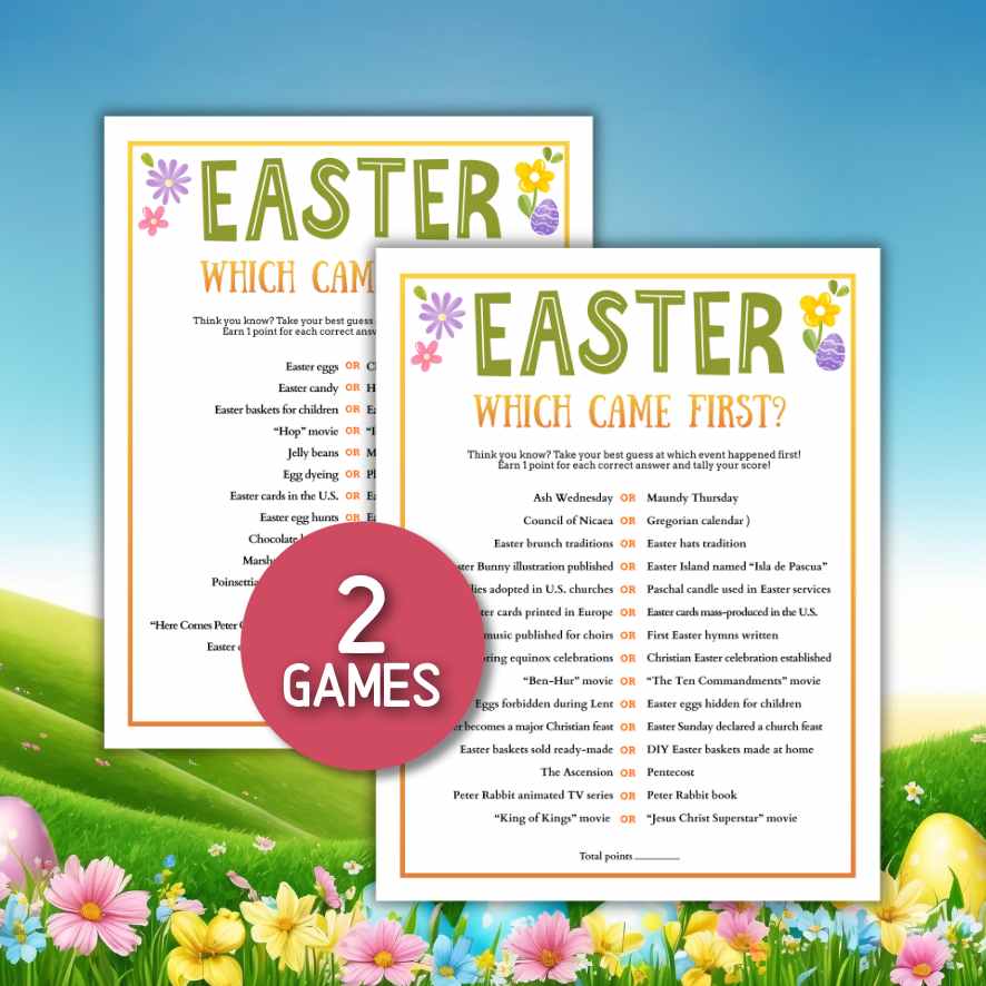 Easter which came first game printable