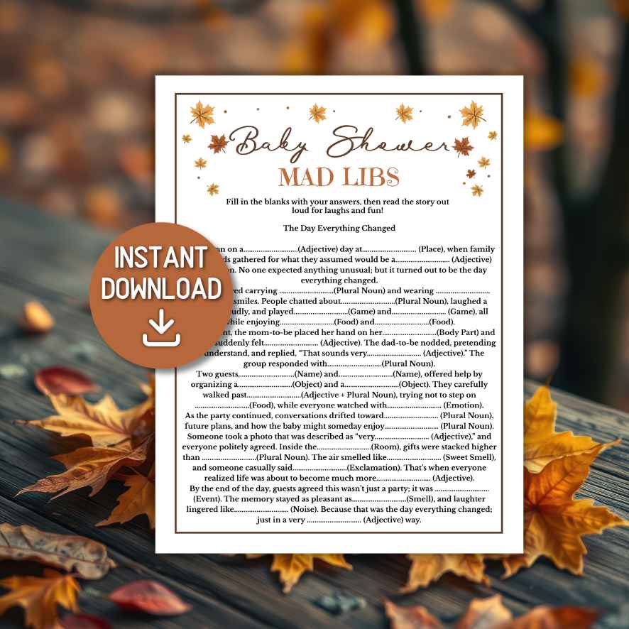 fall baby shower games pack