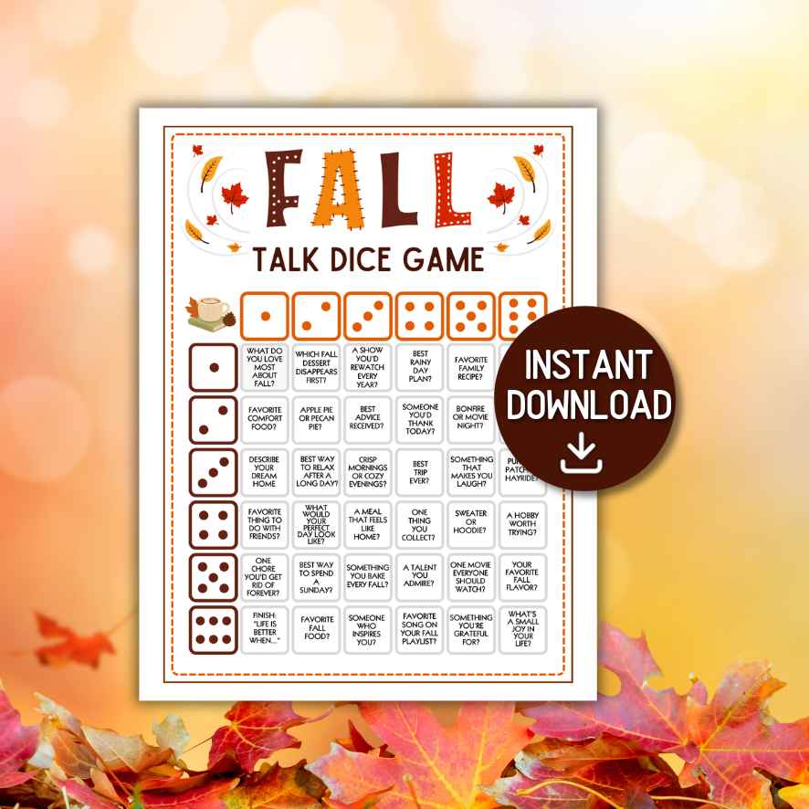 fall talk dice game printable