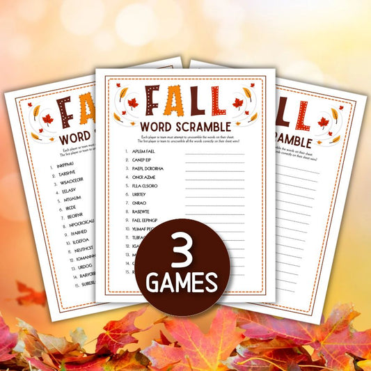 fall word scramble printable