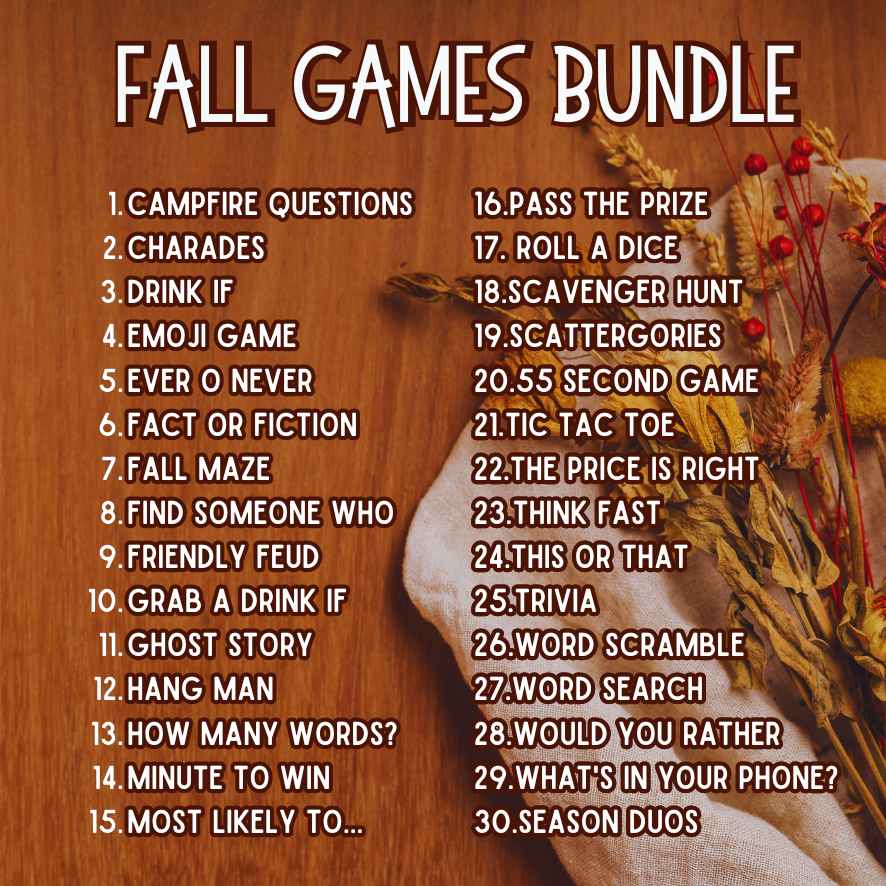 FALL GAMES PRINTABLE BUNDLE – The Game Room