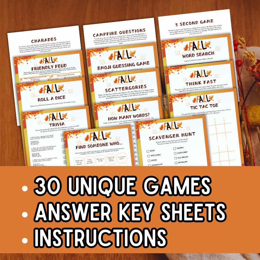 FALL GAMES PRINTABLE BUNDLE – The Game Room
