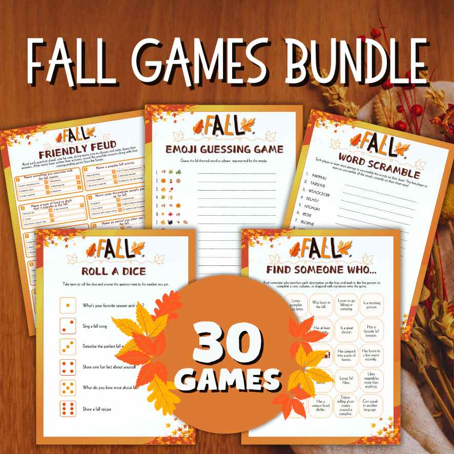 FALL GAMES PRINTABLE BUNDLE The Game Room FALL GAMES PRINTABLE BUNDLE The Game Room