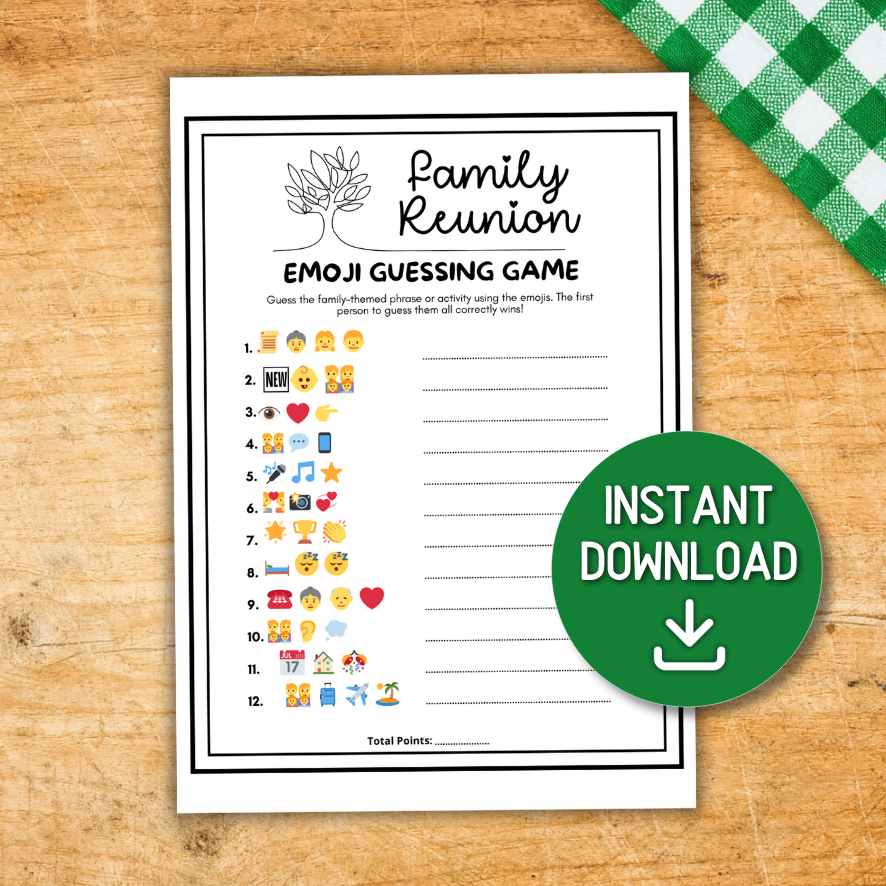 family reunion emoji printable game