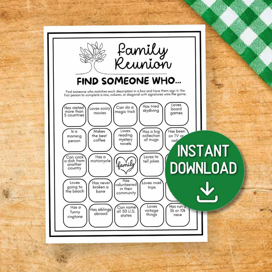 family reunion bingo games