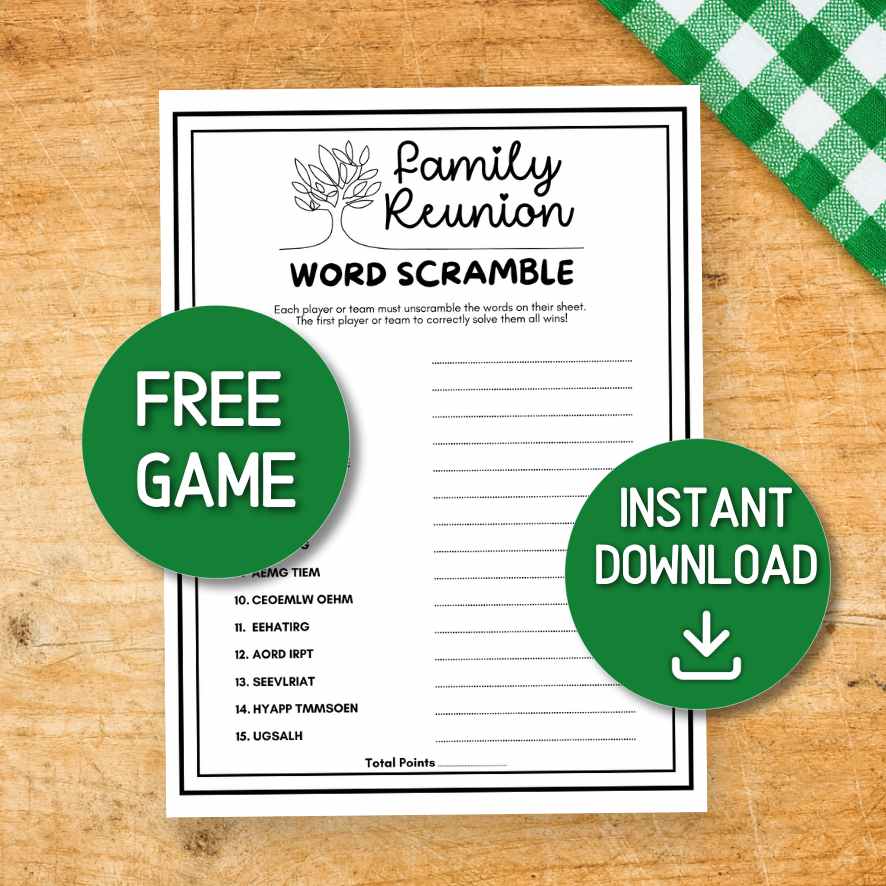 family reunion word scramble
