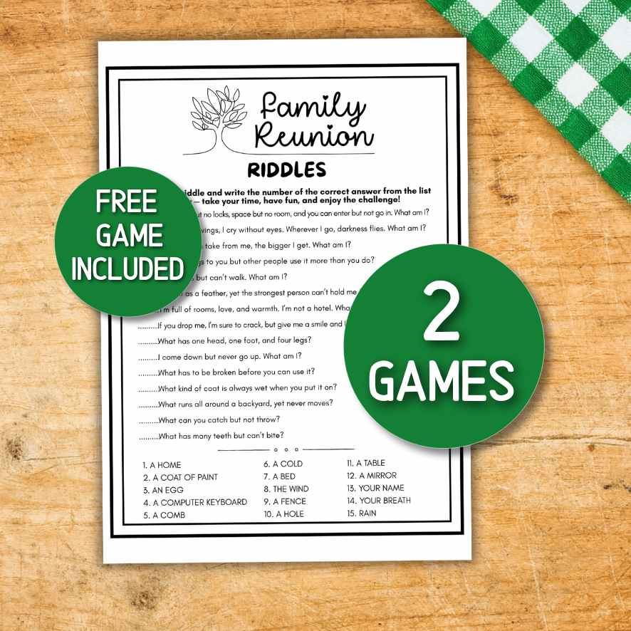 FAMILY REUNION RIDDLES PRINTABLE – The Game Room
