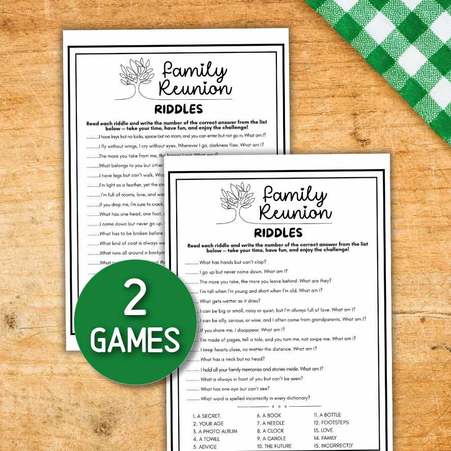 Family Riddles Pdf FAMILY REUNION RIDDLES PRINTABLE – The Game Room