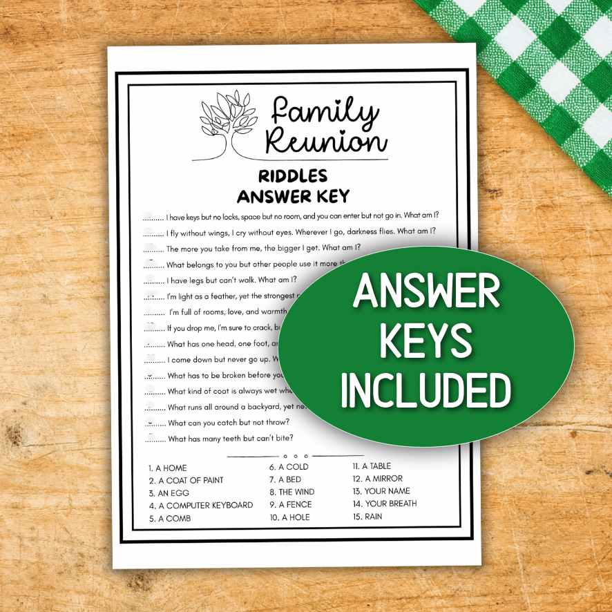 Family Member Riddles FAMILY REUNION RIDDLES PRINTABLE – The Game Room