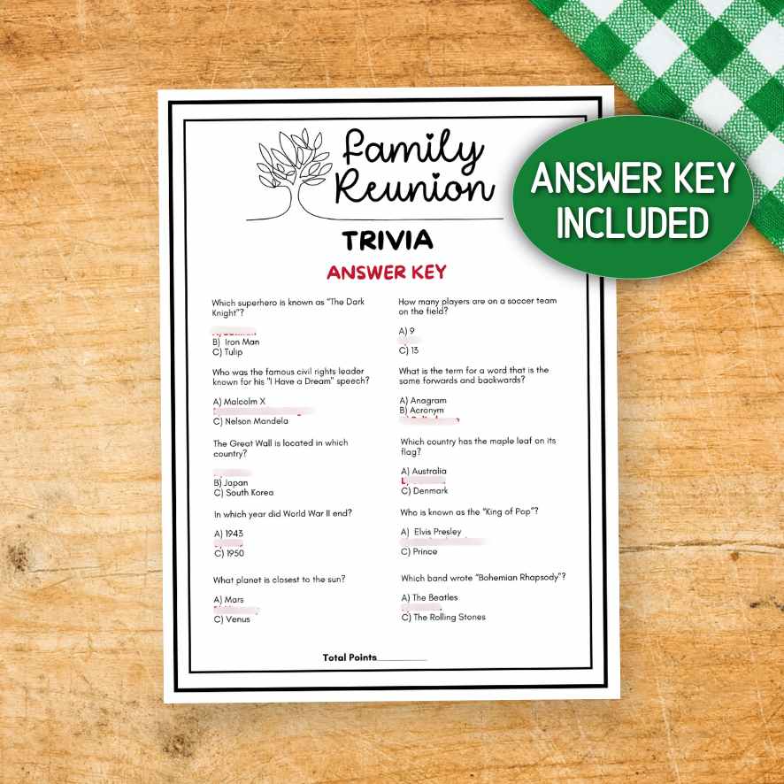 family reunion trivia game questions