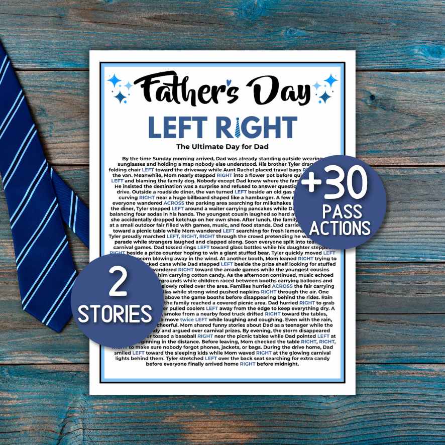 fathers day left right game printable