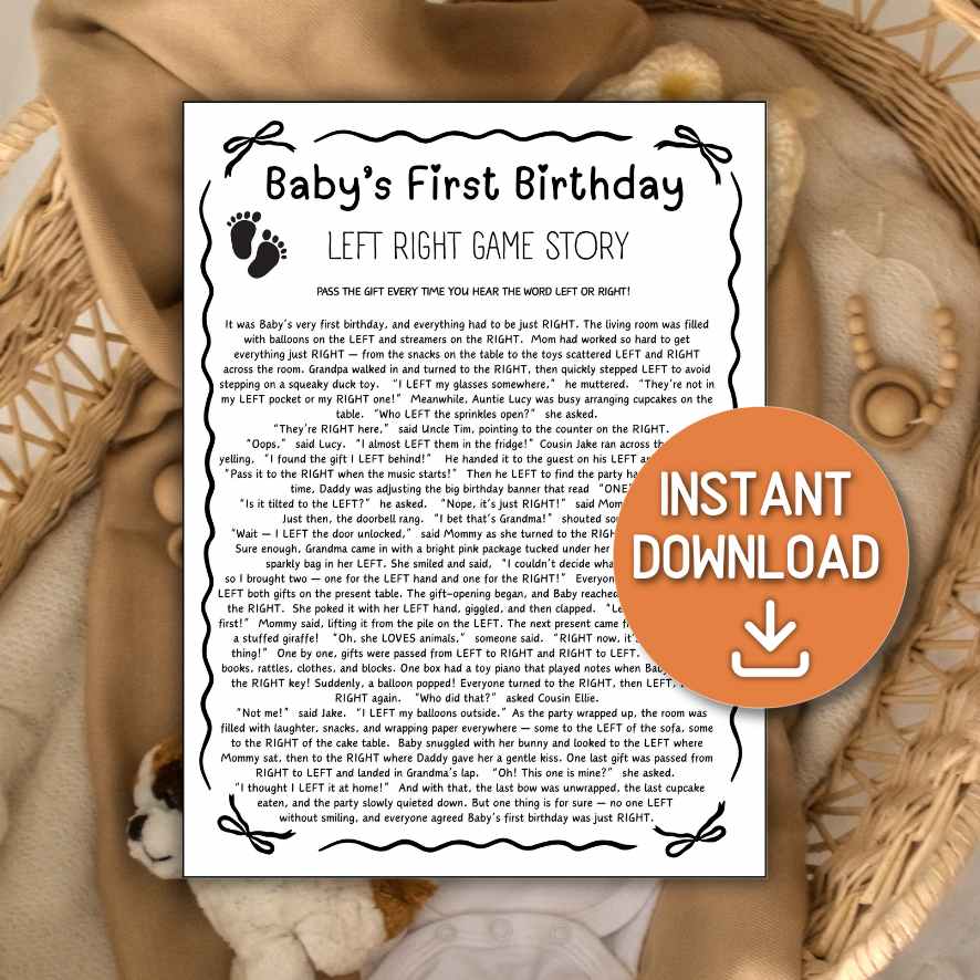 left right game first birthday party game