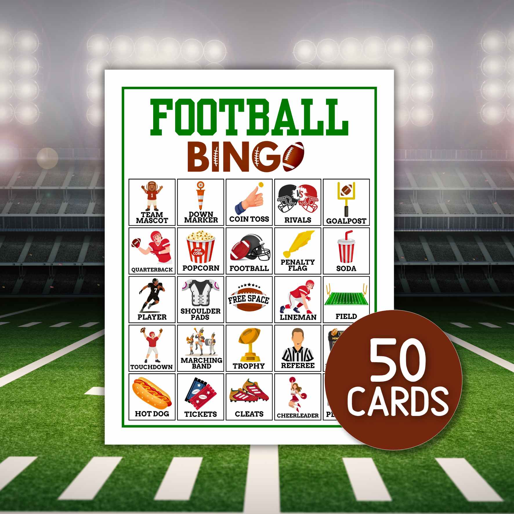 printable football bingo

