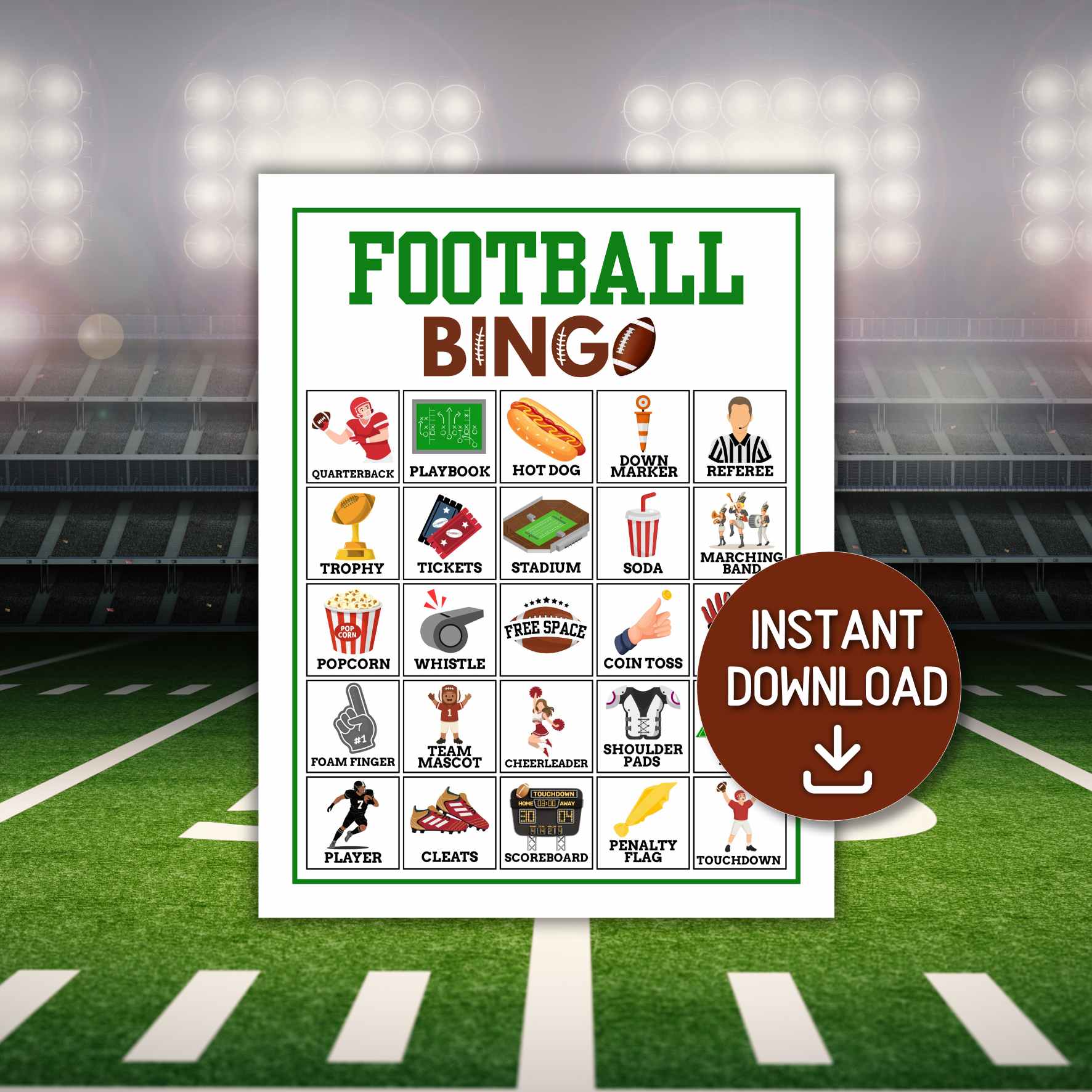 football bingo cards