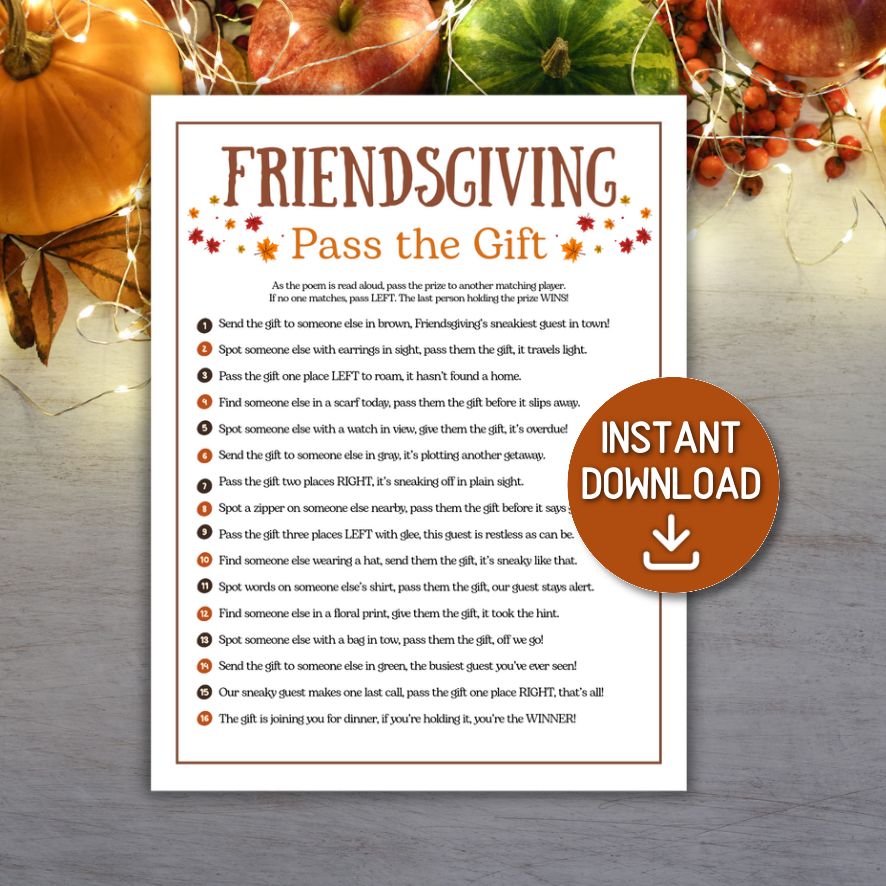 thanksgiving pass the poem game